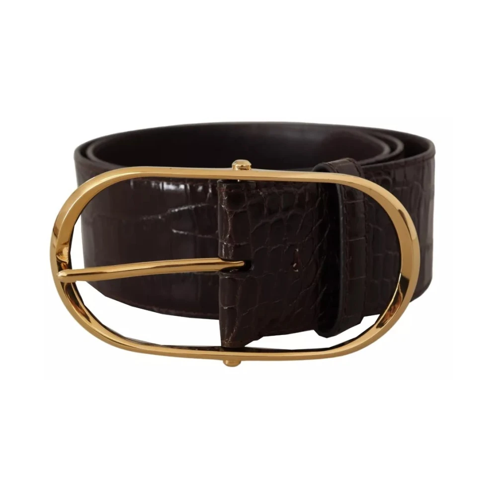 Dolce & Gabbana Bruin Krokodillenleer Gouden Riem Brown Heren