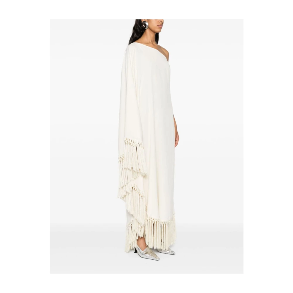 Taller Marmo Ivoor Wit Fringed One-Shoulder Jurk Beige Dames