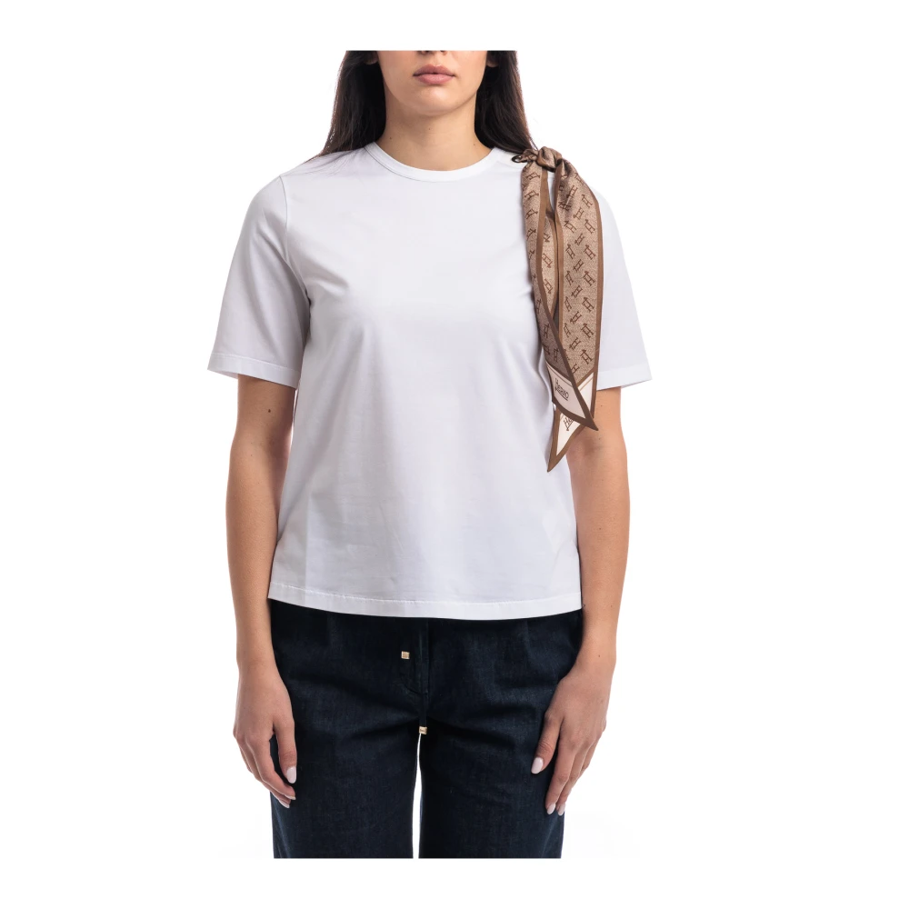 Herno Superfin T-shirt i stretch-bomull med scarf White, Dam