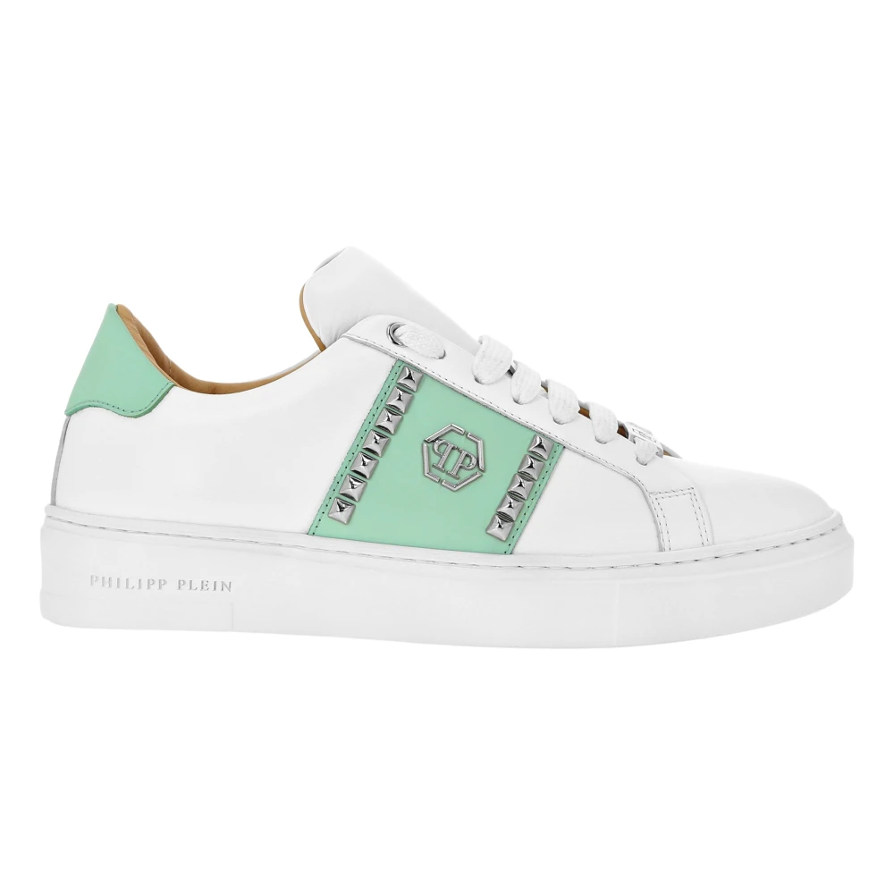 Philipp Plein Leren Lo-Top Sneakers met Noppen unisex Schoenen Wit