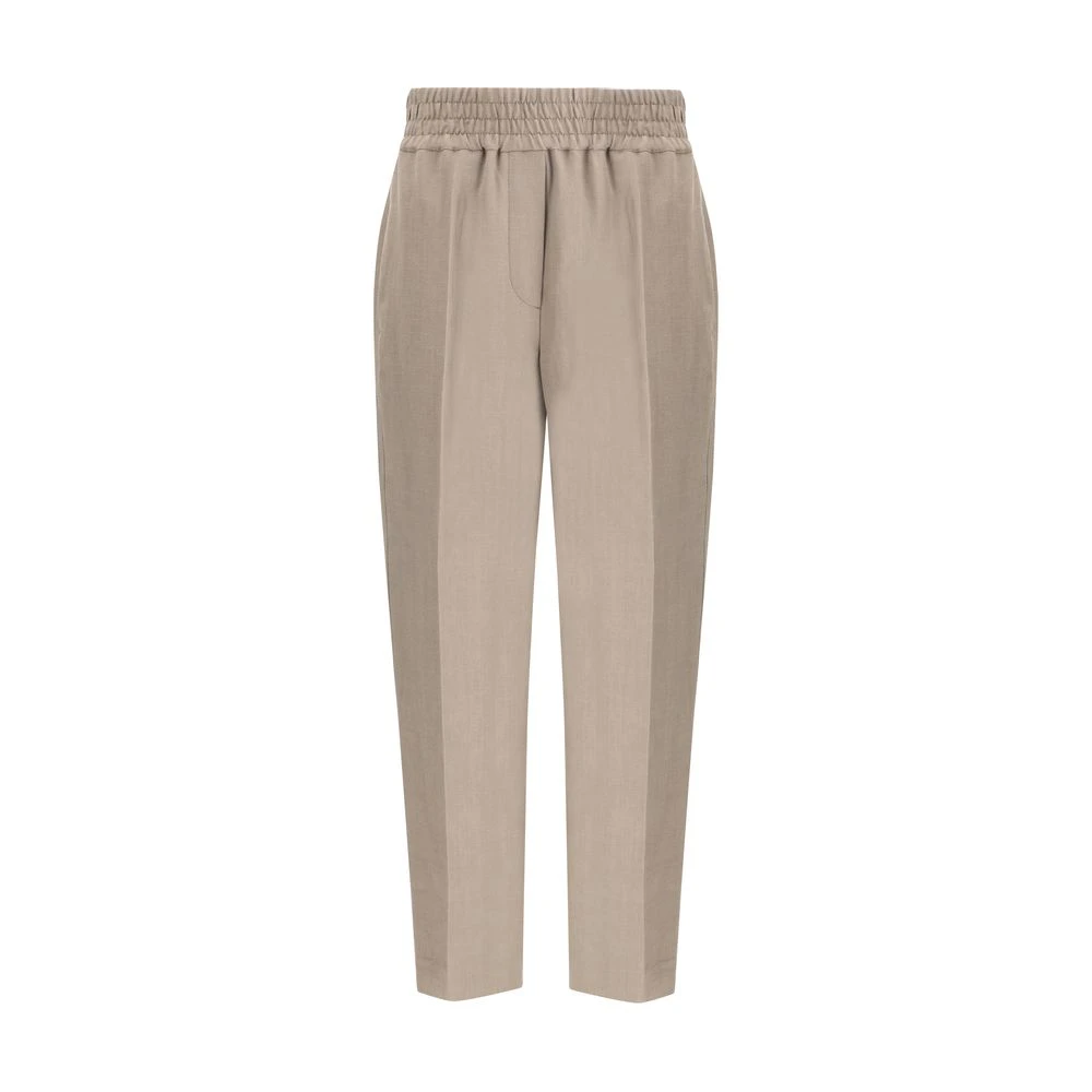 BRUNELLO CUCINELLI Elegante Katoenen Broek Brown Dames