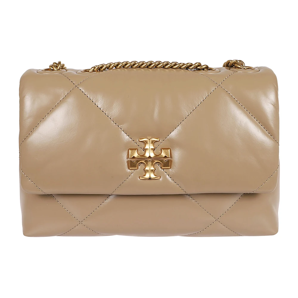 TORY BURCH Diamantgestikte leren crossbodytas Brown Dames