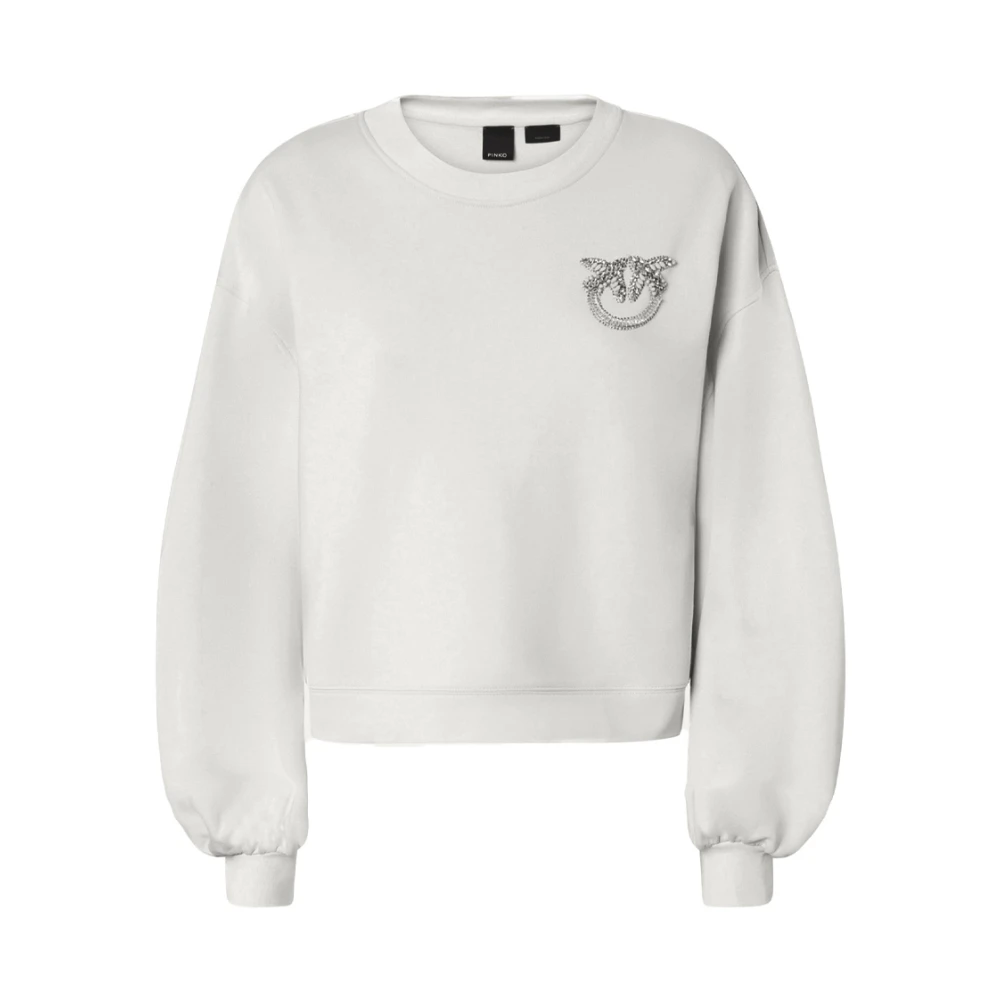 Pinko Grijze Sweater Love Birds Geborduurd Katoen Gray Dames