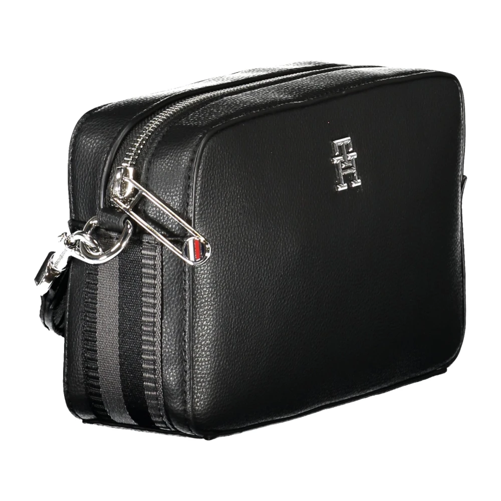 Tommy Hilfiger Zwarte Schoudertas met Ritssluiting Black Dames