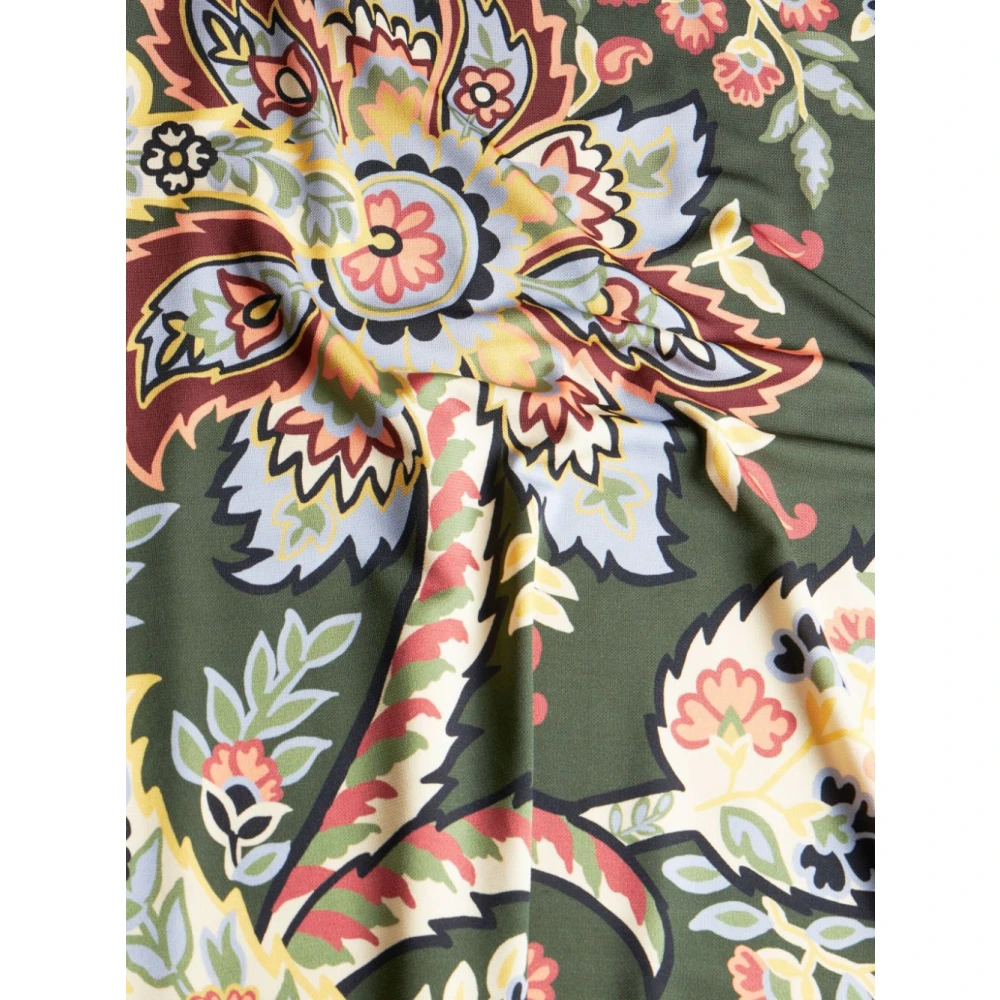 ETRO Groene Abstract Patroon Jurk met Riem Multicolor Dames