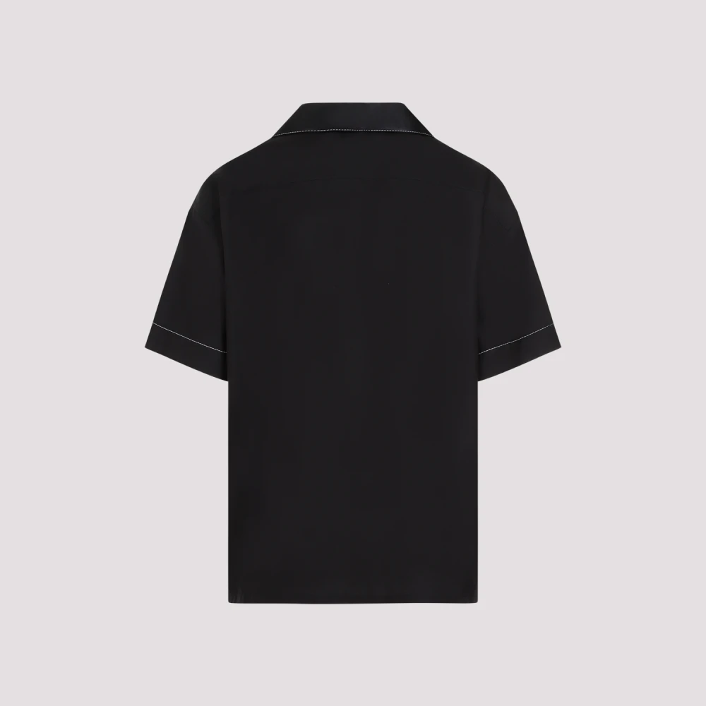 Prada Zwarte Zijden Overhemd Puntkraag Black Heren