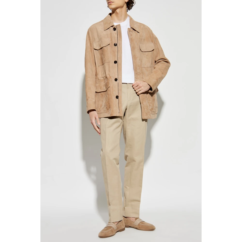 Brioni Suède jas Beige Heren
