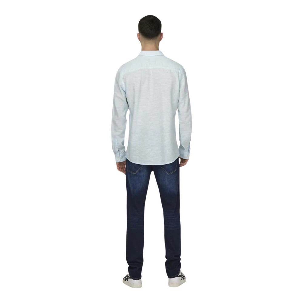 Only & Sons Slim Fit Overhemd Lange Mouwen Blue Heren