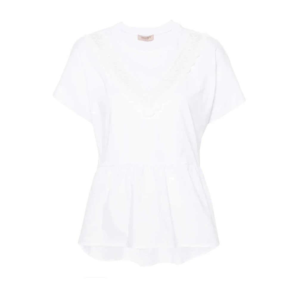 Twinset Elegant Flounce T-Shirt White Dames