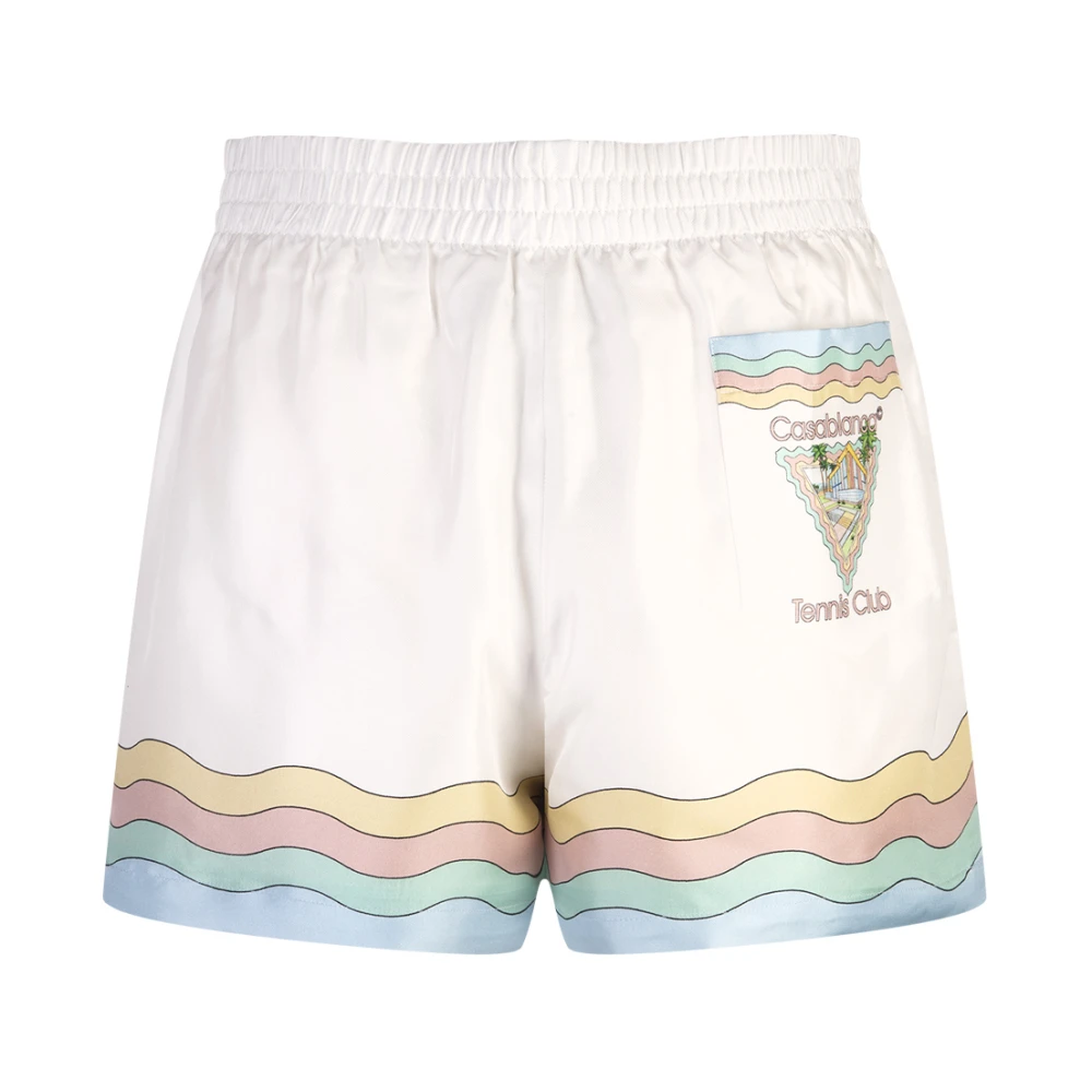 Casablanca Witte zijden shorts met palmbomen White Dames
