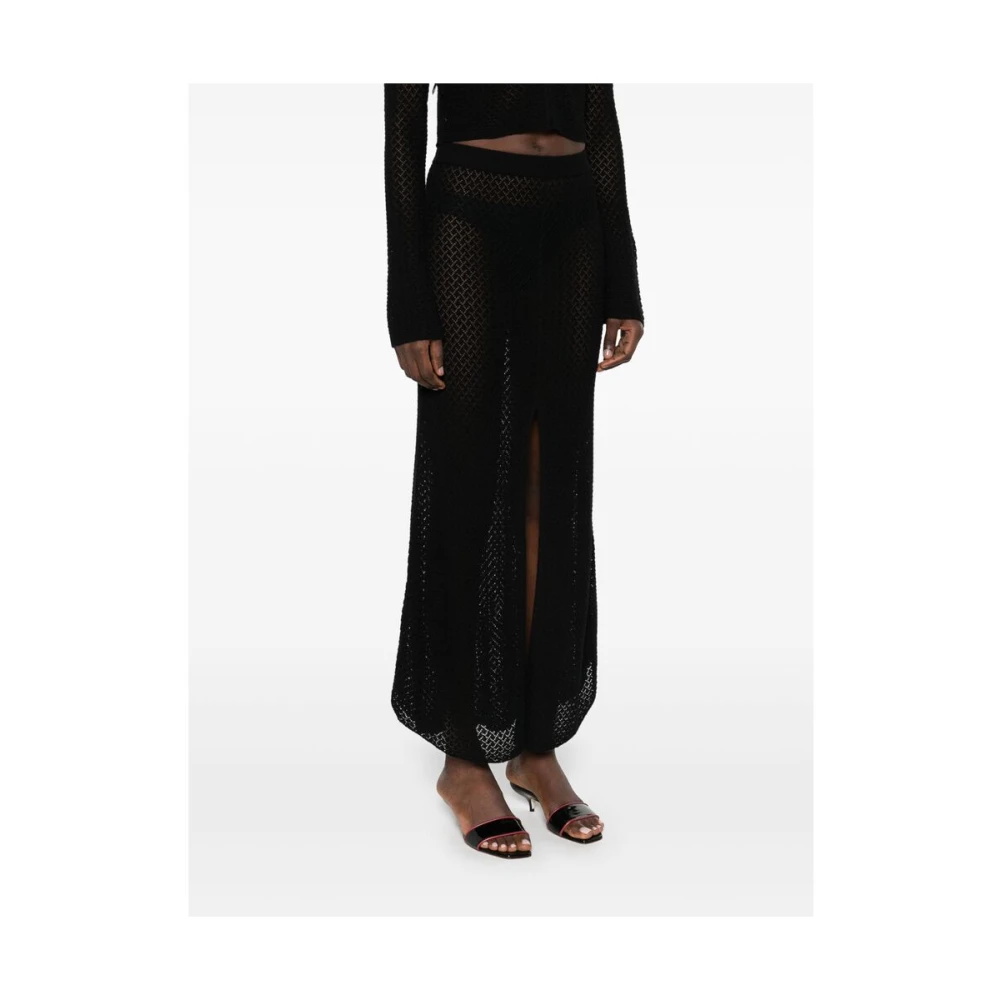 The Garment Zwarte Rok met Voorsplit Black Dames