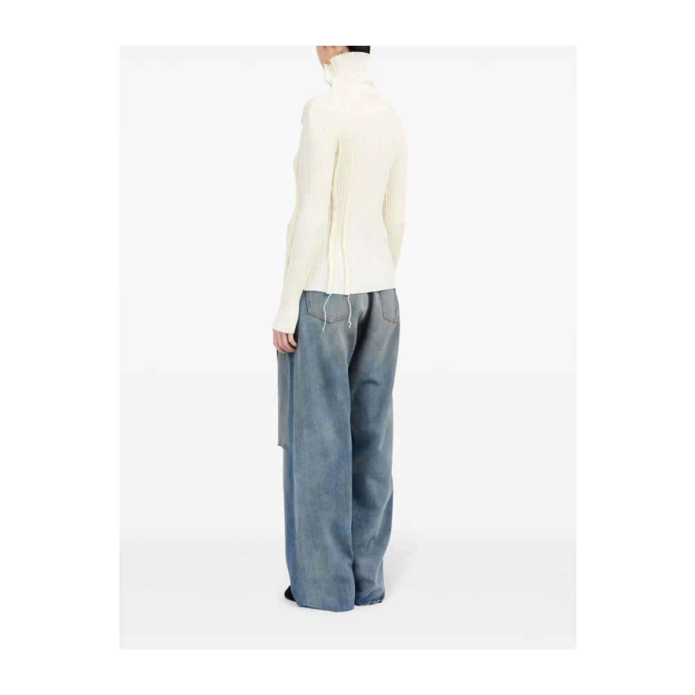 MM6 Maison Margiela Witte Turtleneck Trui met Cut-out Details White Dames