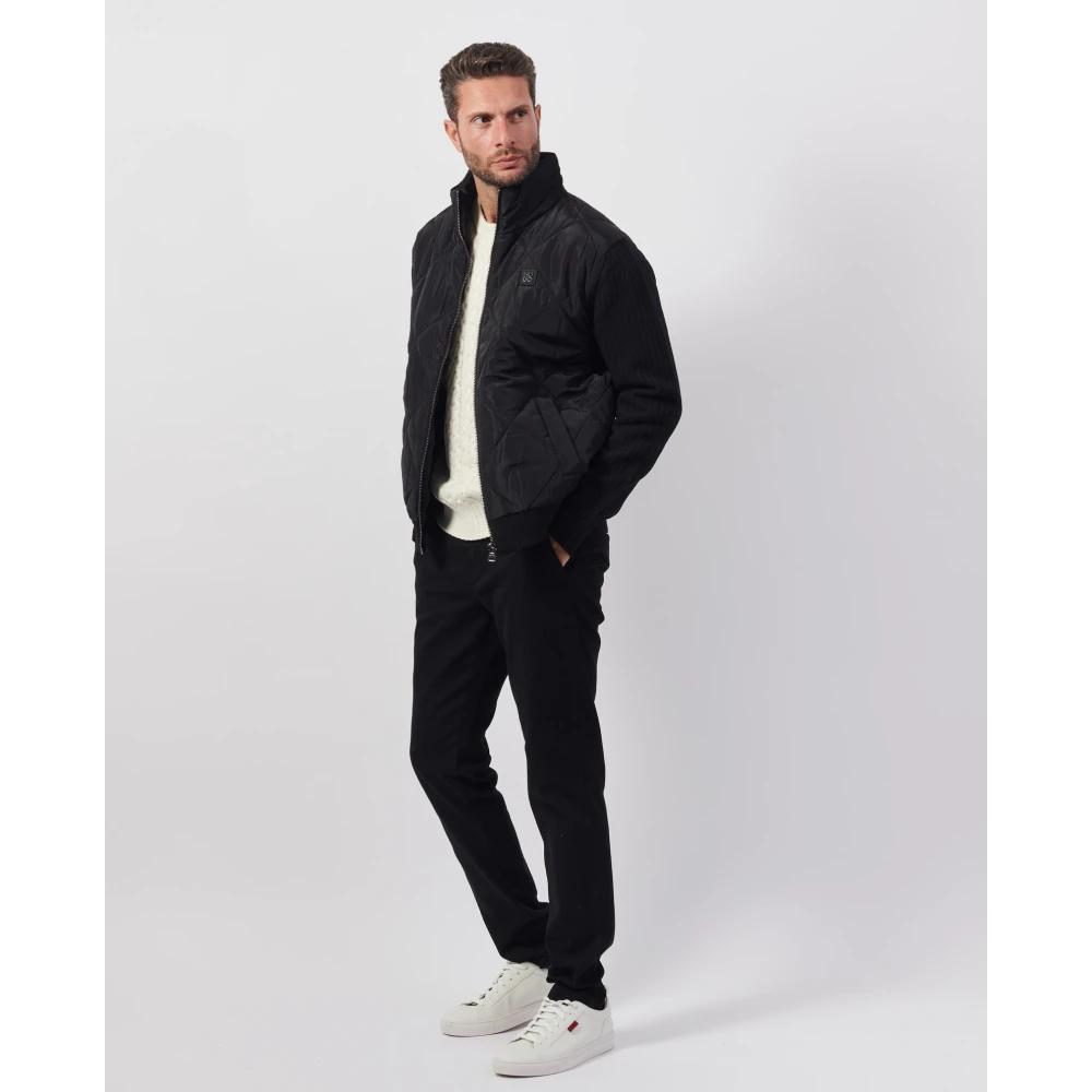 Hugo Boss Zwarte Gewatteerde Fullzip Jas Sybon Black Heren