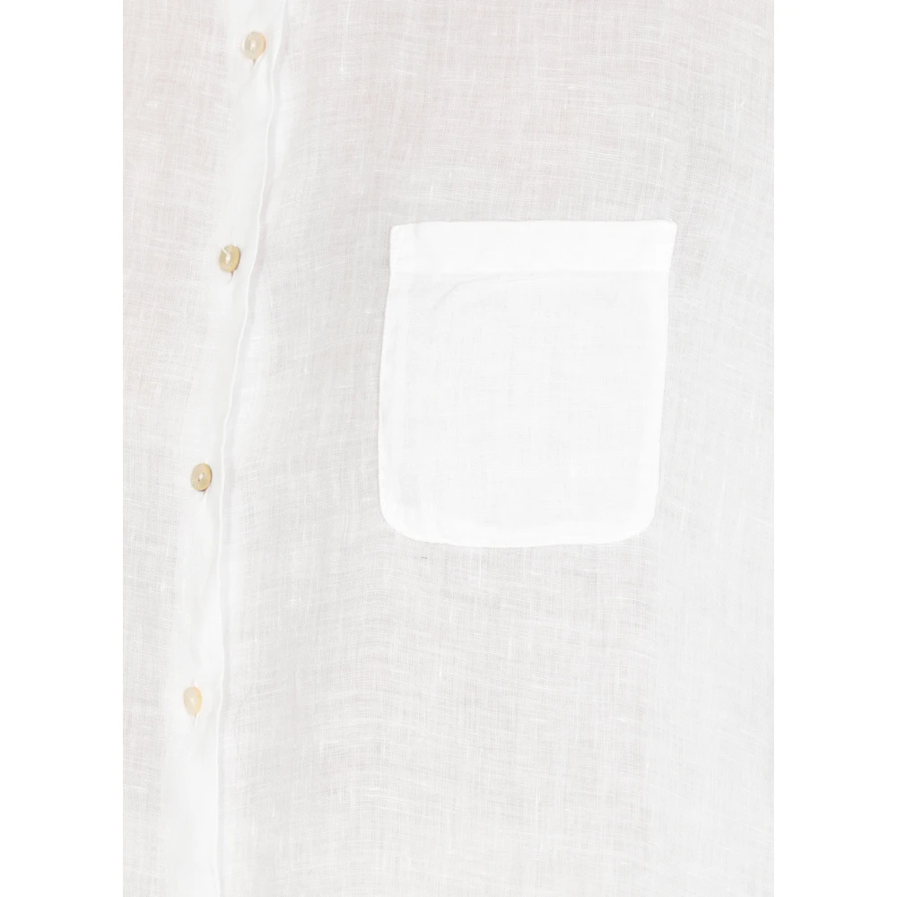 120% lino Witte Linnen Overhemd met Kraag White Dames