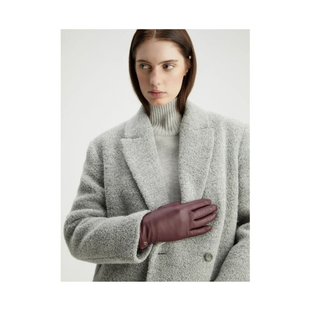 Calvin Klein Rode Leren Handschoenen voor Vrouwen Red Dames