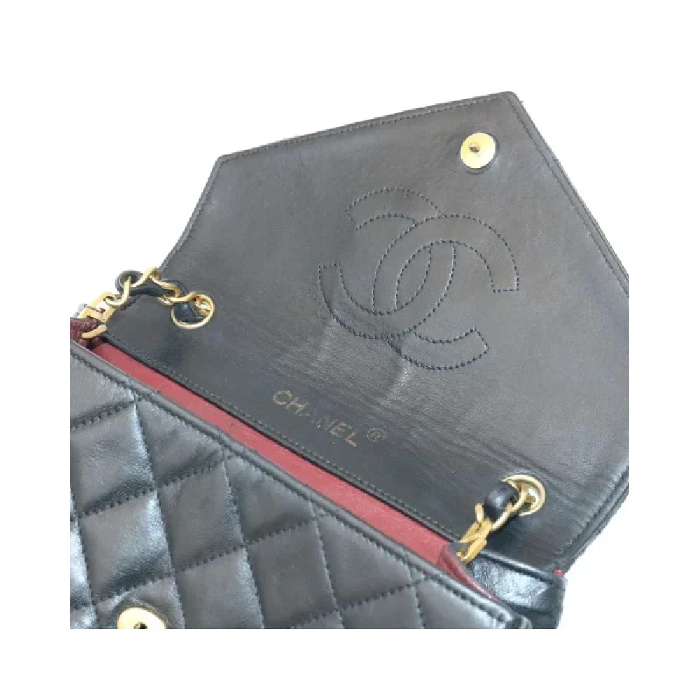 Chanel Vintage Tweedehands Zwarte Leren Chanel Schoudertas Black Dames