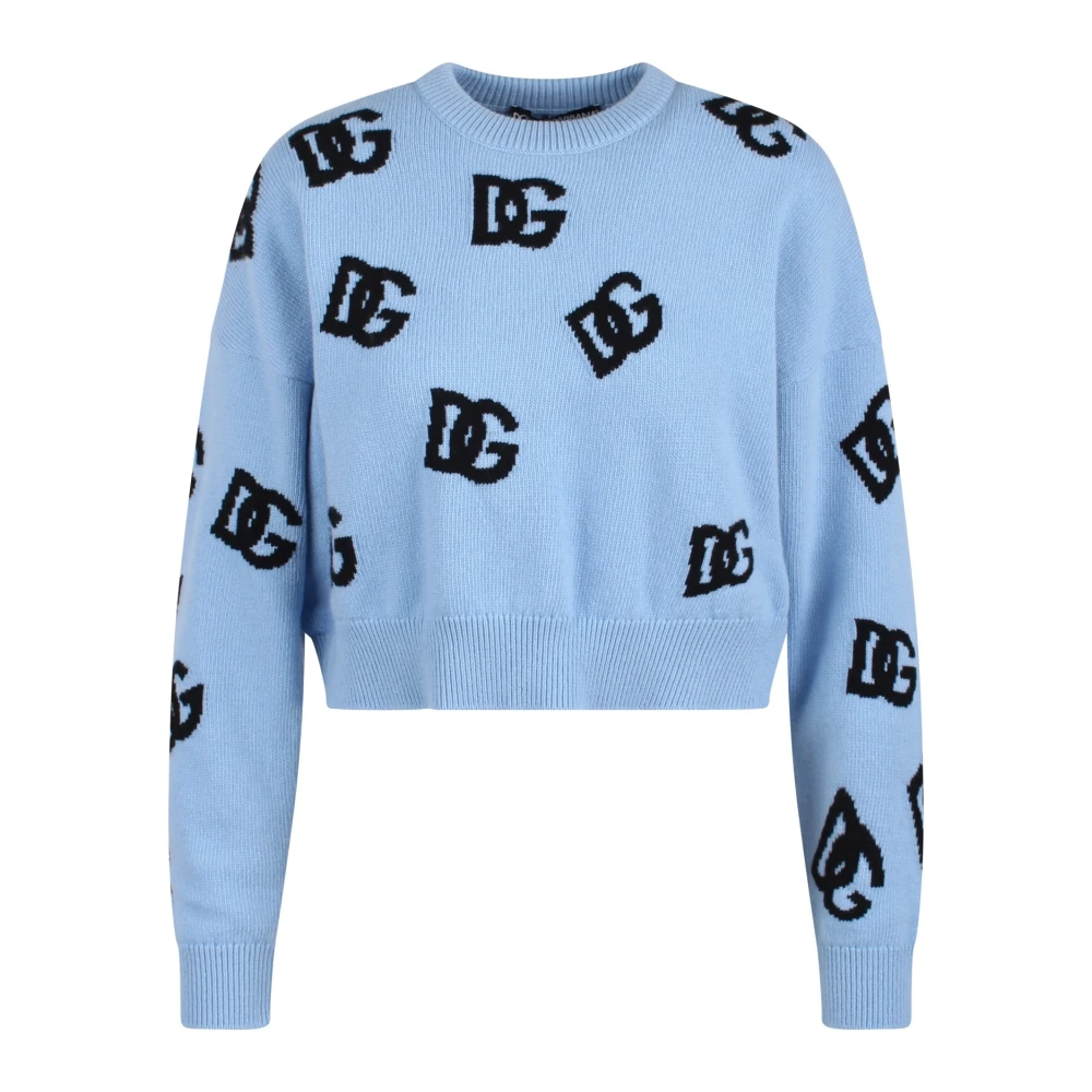Dolce & Gabbana Trui met logo borduursel Blue Dames
