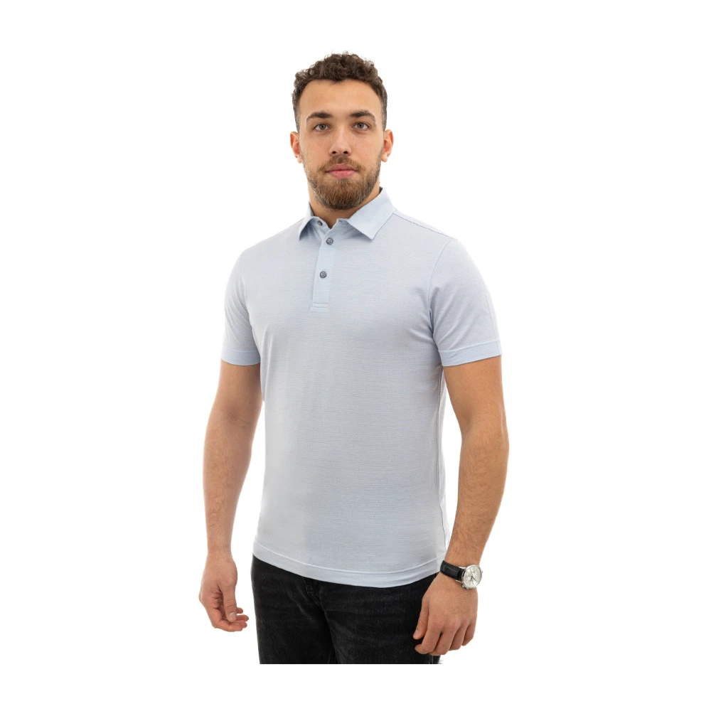 Canali Blauw poloshirt met korte mouwen Blue Heren