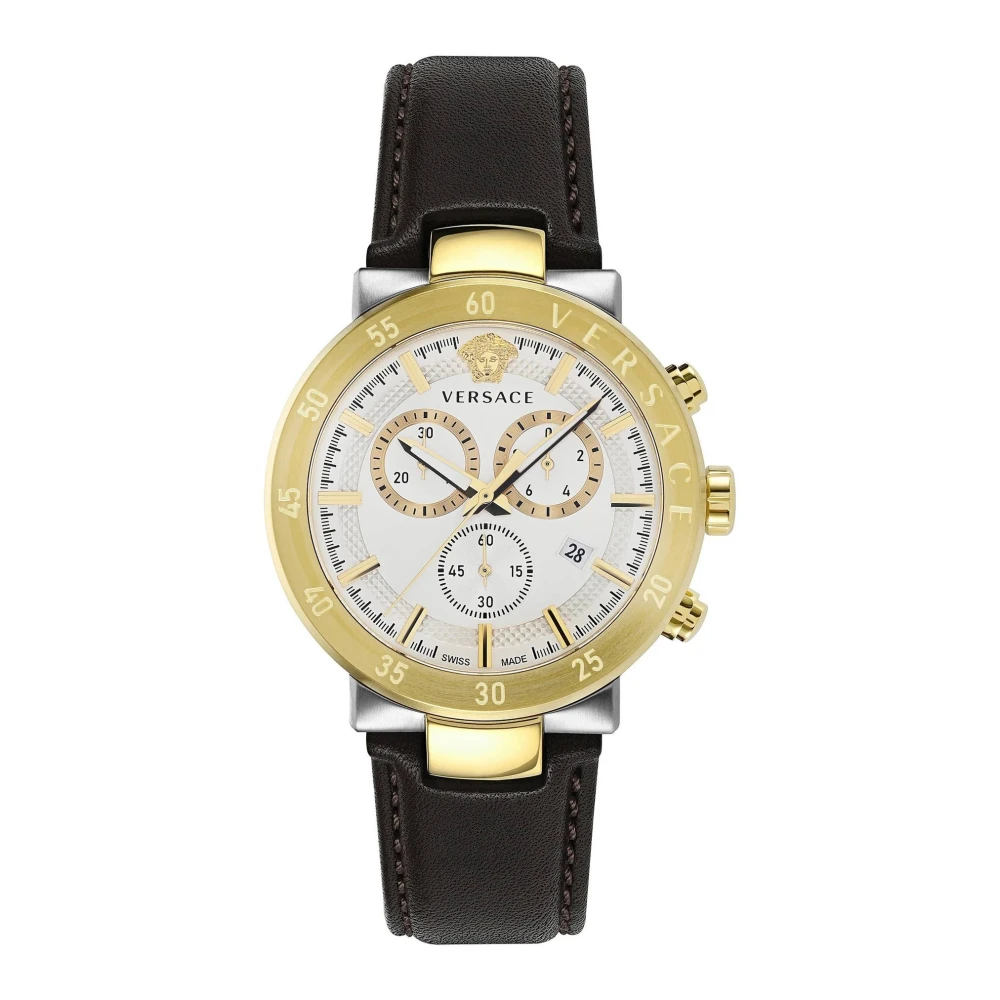 Versace Men's Yellow Watches, One Size, Chronograph Urban Mystique Leather Watch
