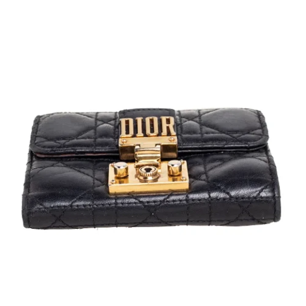 Dior Vintage Pre-owned Leather wallets Black Dames