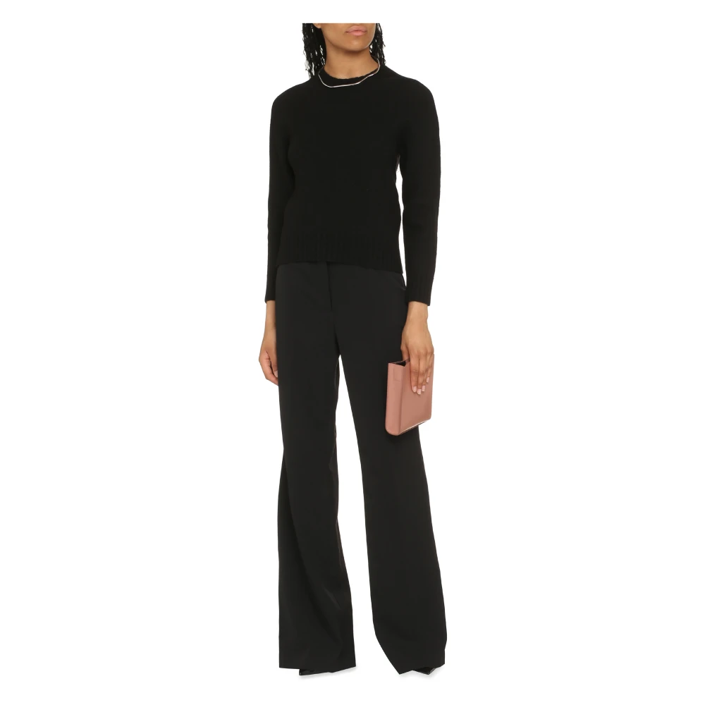 Jil Sander Geribbelde Wollen Trui Black Dames