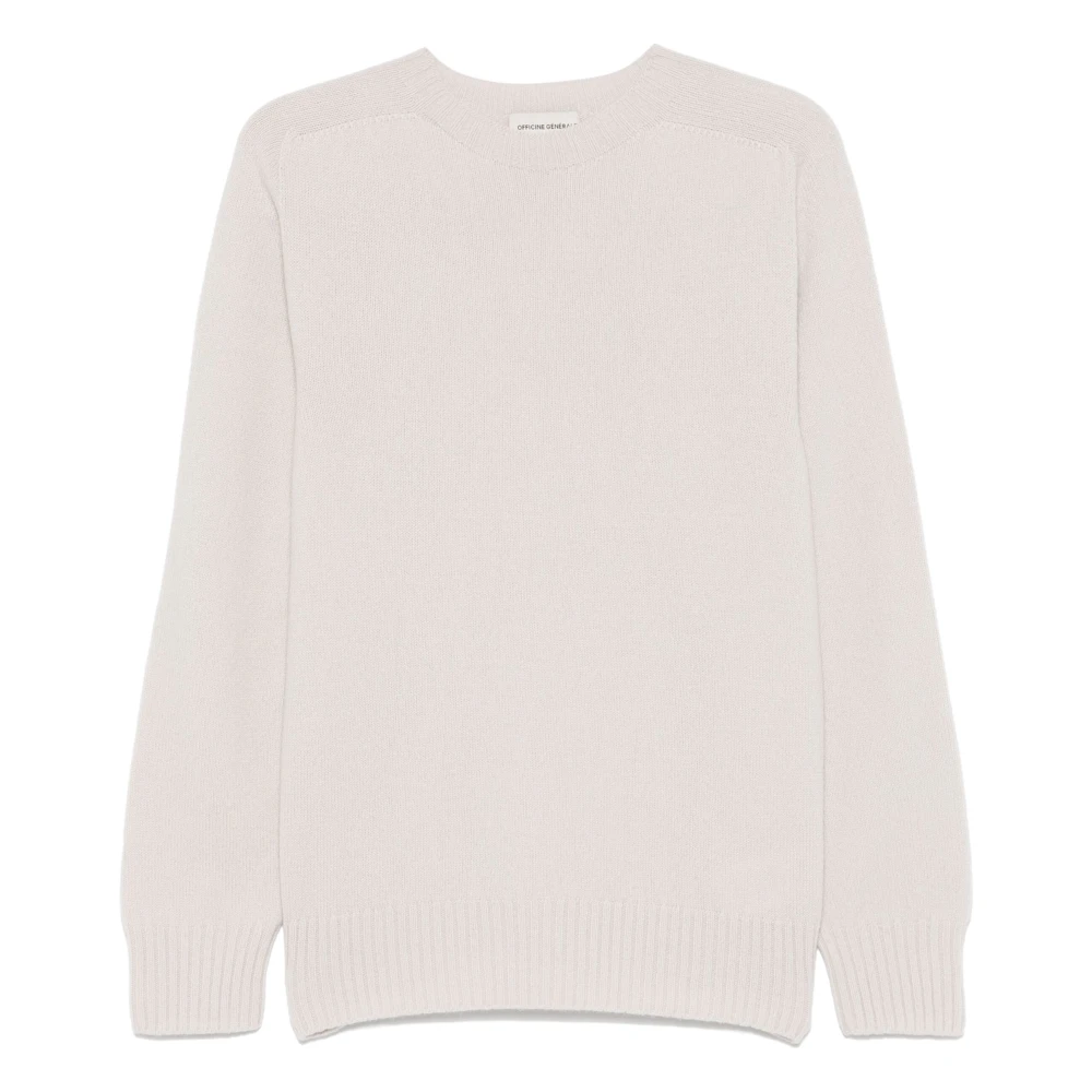 Officine Générale Wol Crew-neck Gebreide kleding Beige Heren