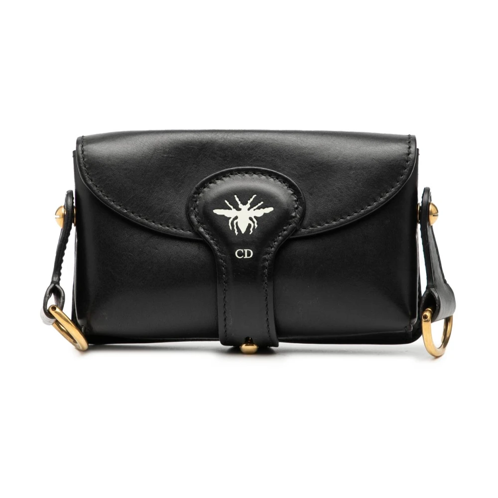 Dior Vintage Women's Black Pre-Owned Leather Flap Bag