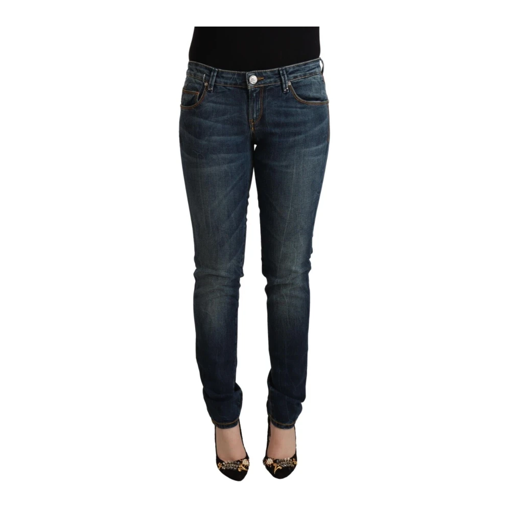 Acht Vrouw Blauw Jeans Dames, W28, Denim, Low Waist Slim Fit Denim Jeans