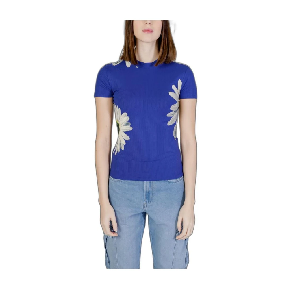 Desigual Blauwe Daisy Print Ribbed Top Blue Dames
