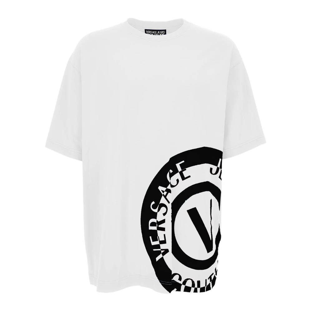 Versace Jeans Couture Witte Geribbelde Crew Neck T-shirt White Heren
