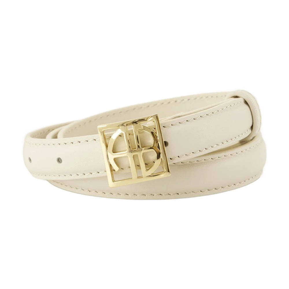 Anine Bing White Belts, Female, M, Leather Monogram Belt - Stylish