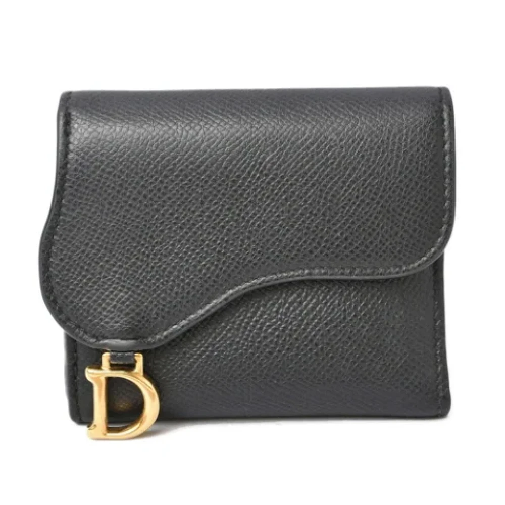Dior Vintage Pre-owned Leather wallets Blue Dames