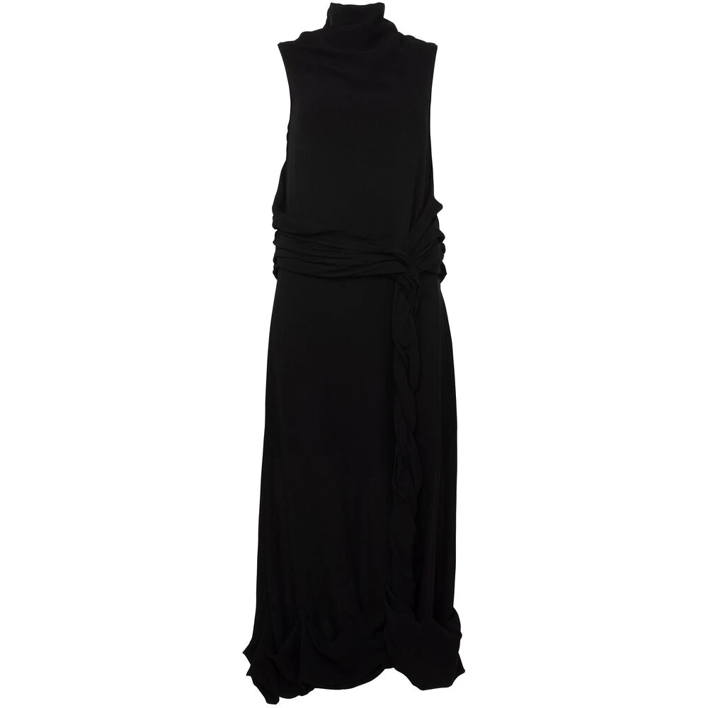 JW Anderson Zwarte Gedrapeerde Hoge Nek Jurk Black Dames