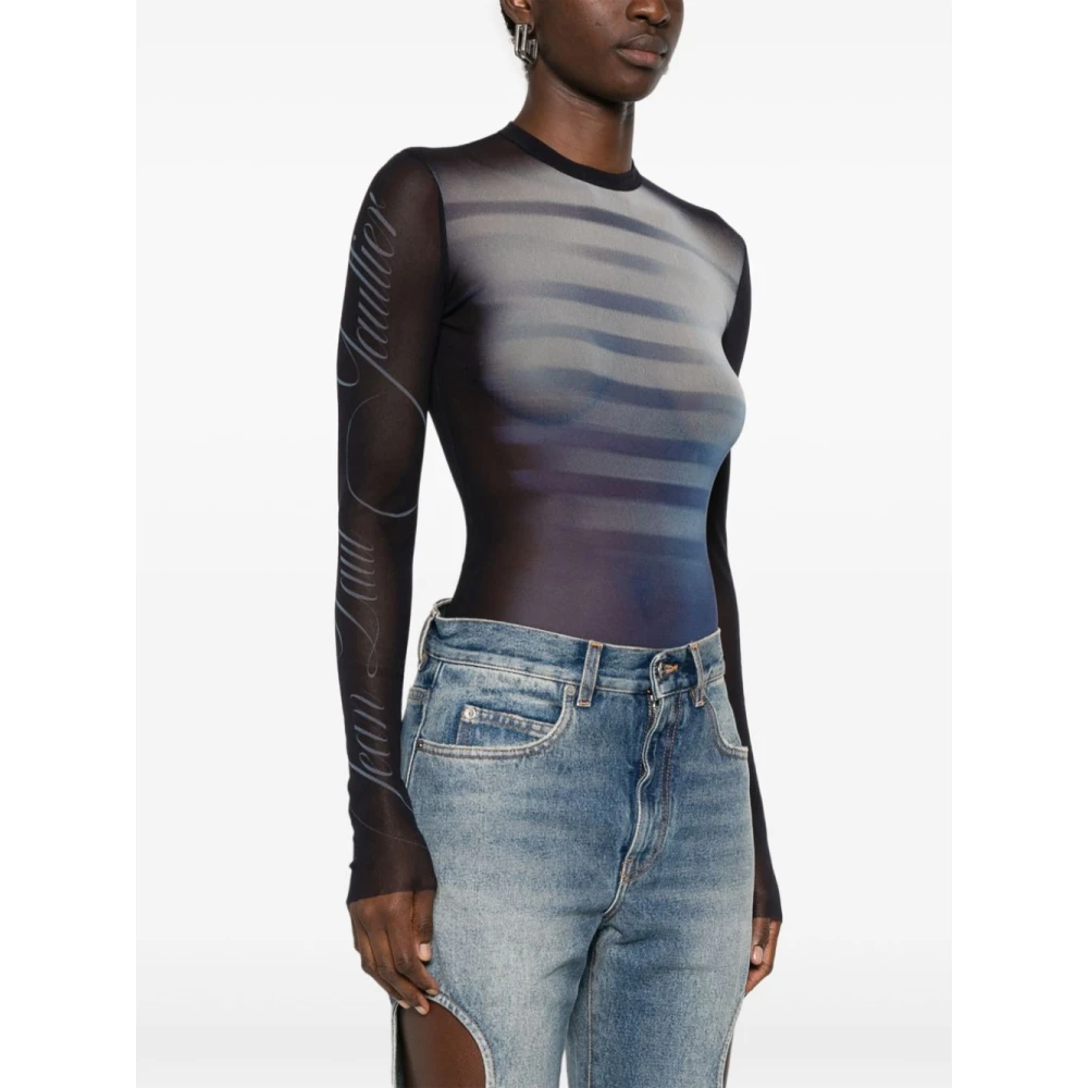 Jean Paul Gaultier Blauwe Top met Transparant Ontwerp Blue Dames