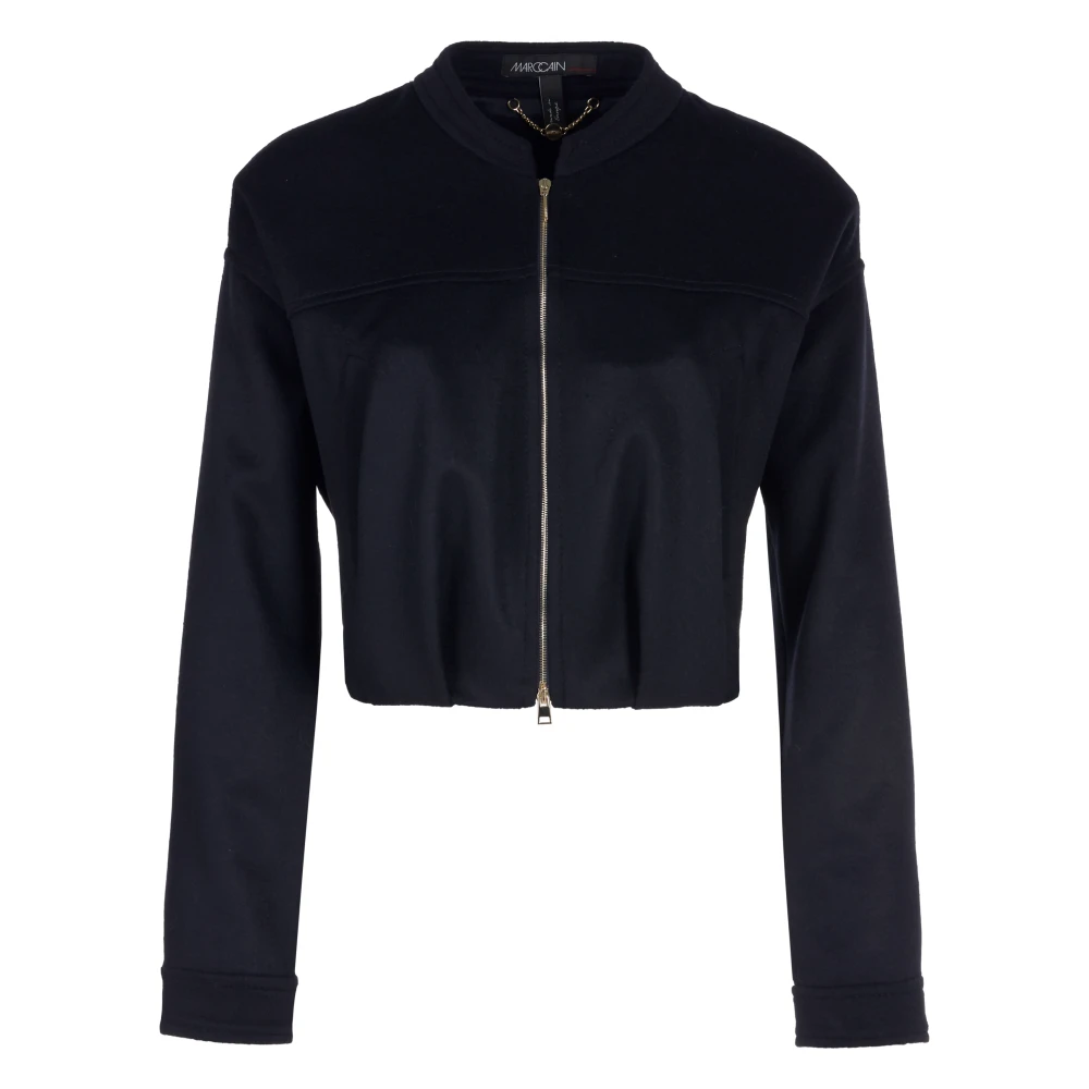 Marc Cain Wollen en Kasjmier Blouson Jack Blue Dames