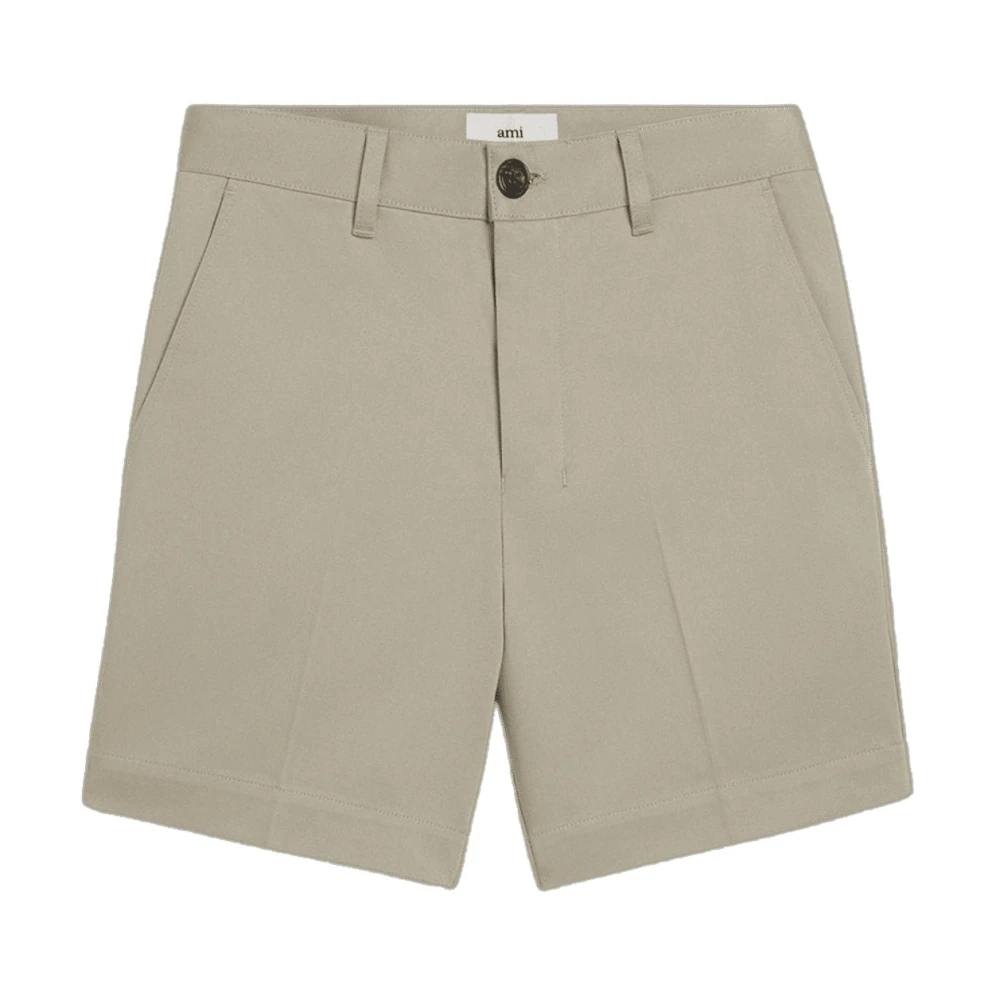 Ami Paris Klassieke Chino Satijnen Shorts Green Heren