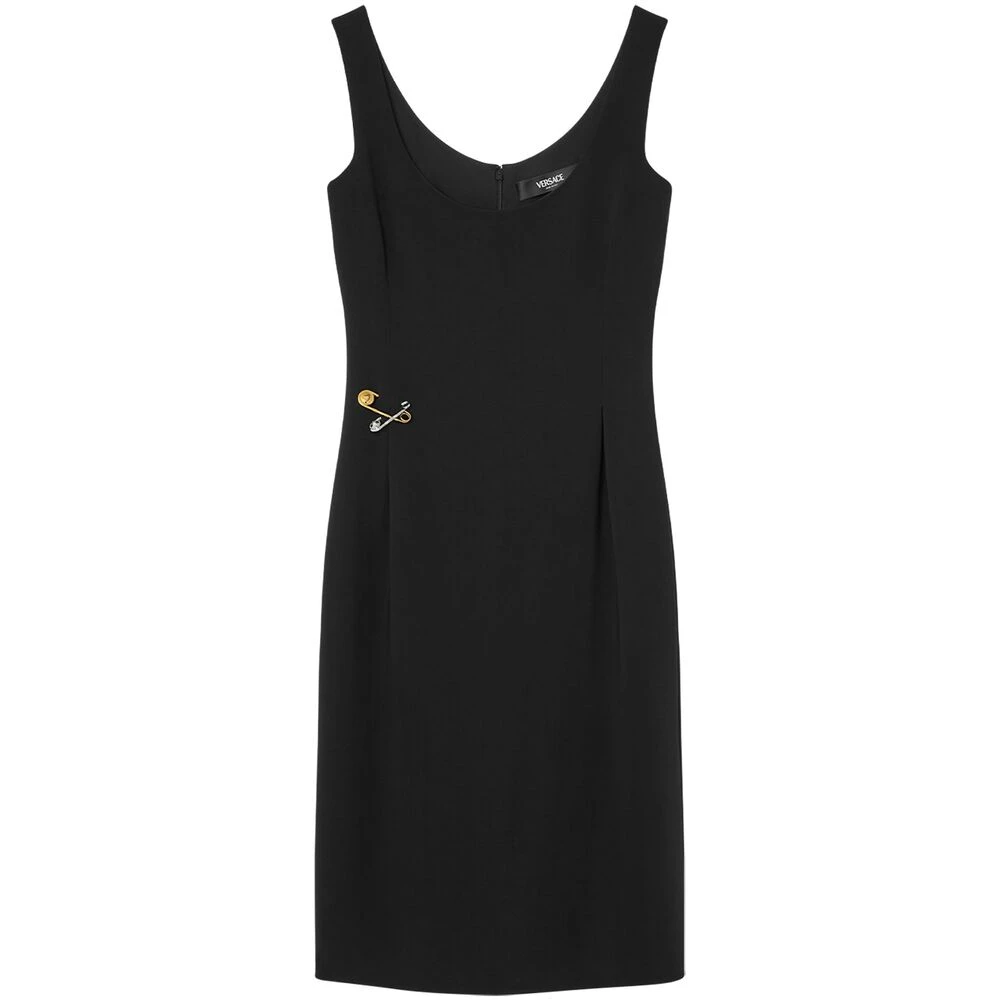 Versace Zwarte Mouwloze Jurk met Medusa Motief Black Dames