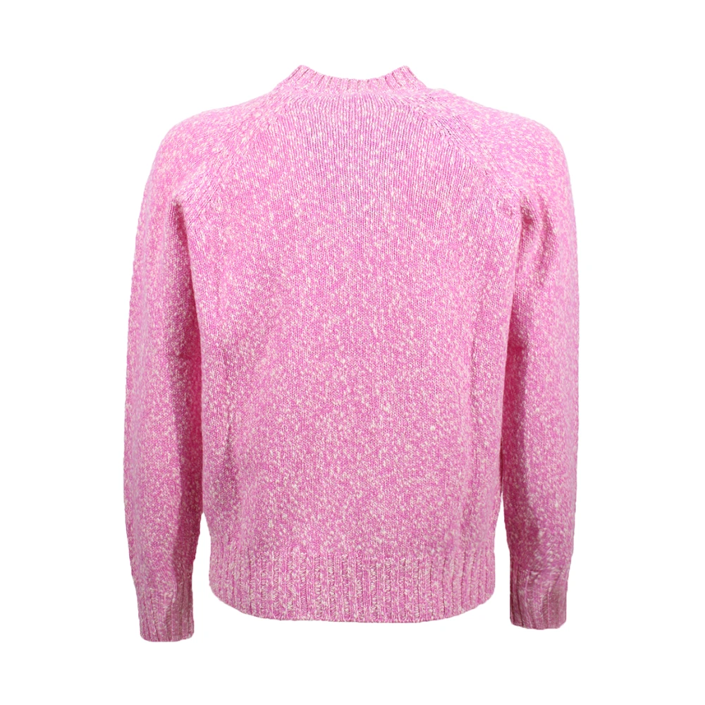 Drumohr Fuchsia Wollen Trui Ronde Hals Geribbeld Pink Heren