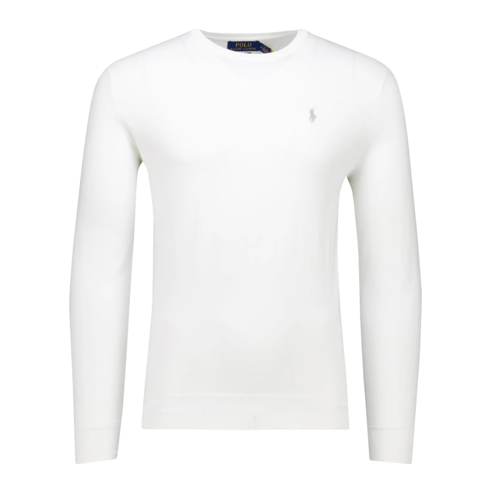 Polo Ralph Lauren Men's White Round-Neck Knitwear, L, Jumper