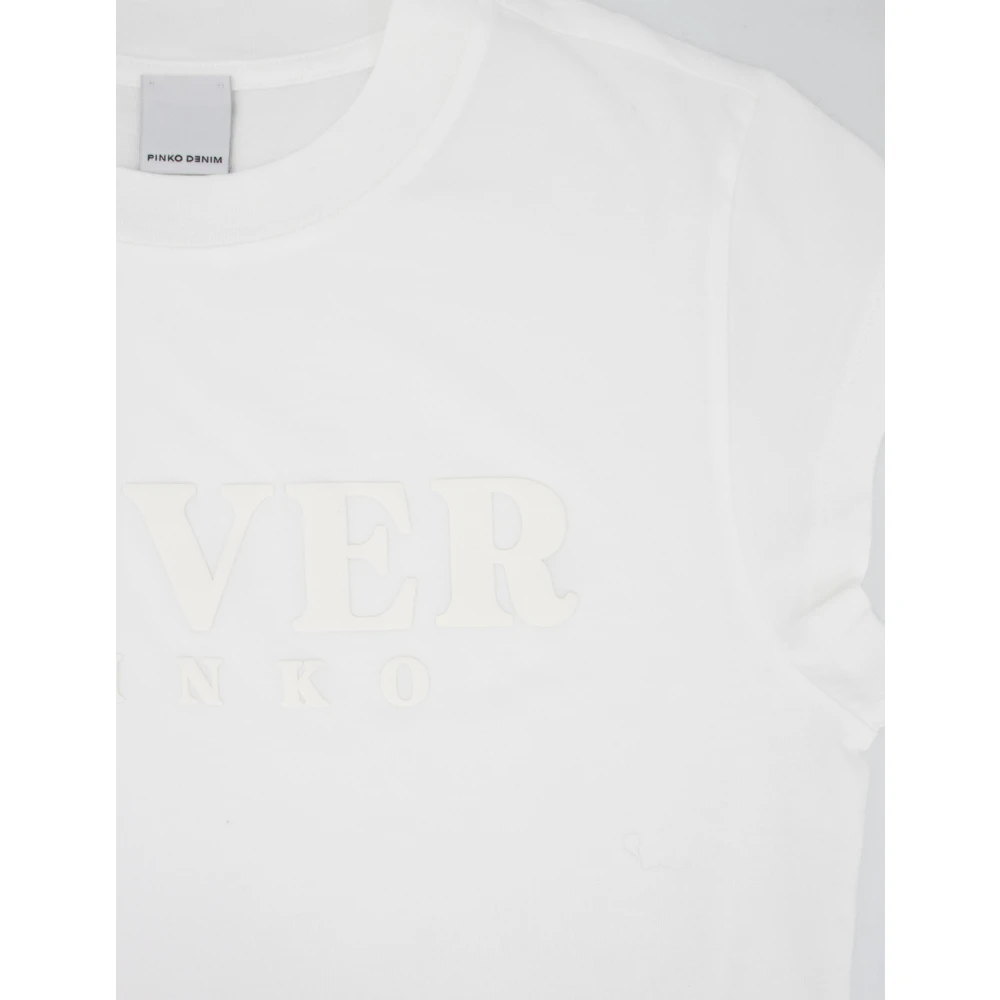 pinko Crew-neck Katoenen T-shirt met Lover Print White Dames