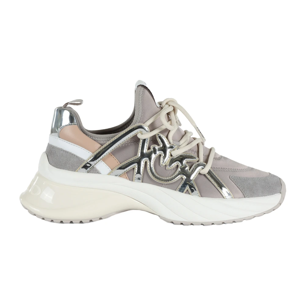 Pinko Women's Gray Satin Sneaker Ariel 01 Style - Sneakers - 6 Uk - Shoes