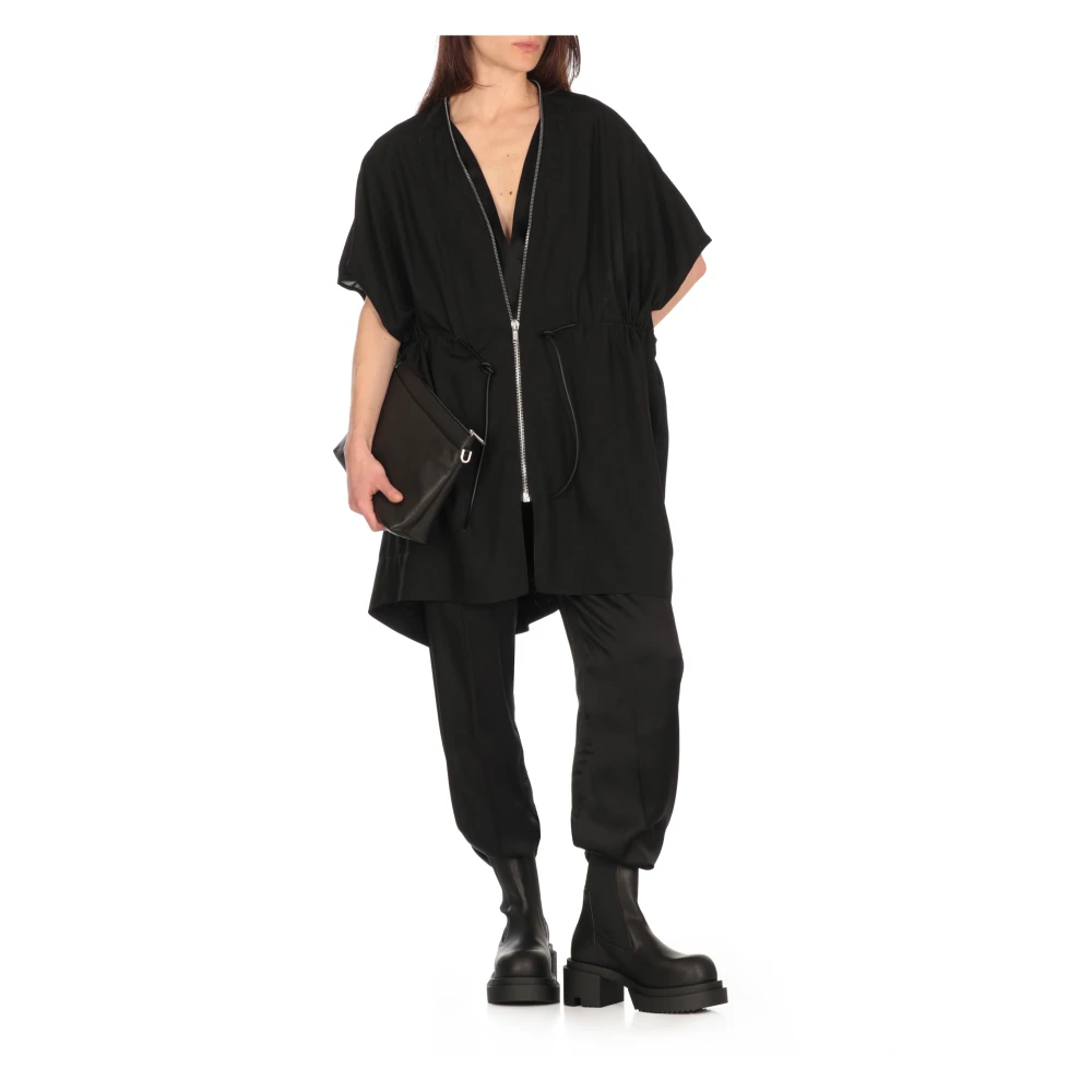 Rick Owens Zwarte wollen jas met ritssluiting Black Dames