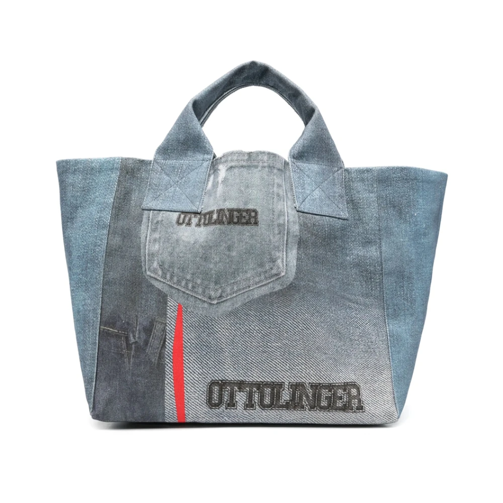 Ottolinger Indigo Blauwe Tote Tas met Logo Print Blue Dames