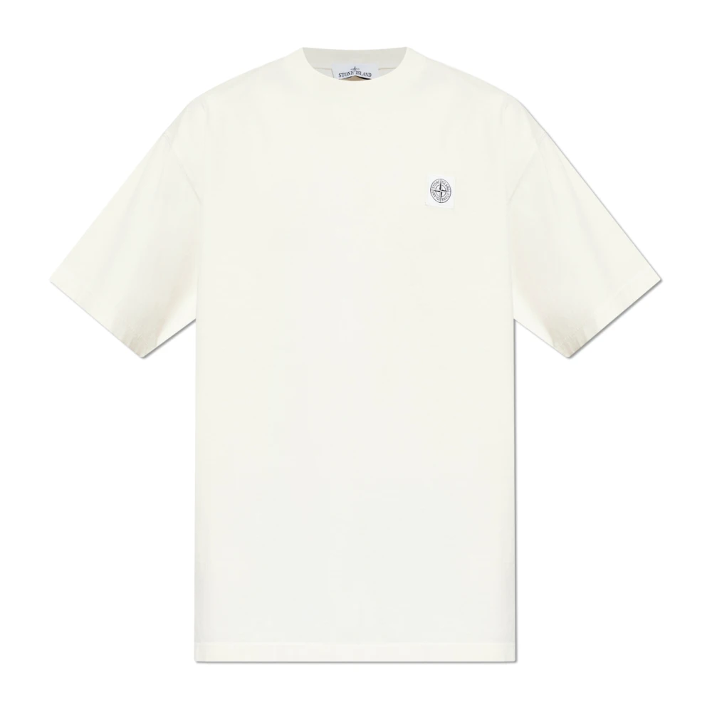 Stone Island Beige T-Shirts, Male, S, T-Shirt With Logo Patch