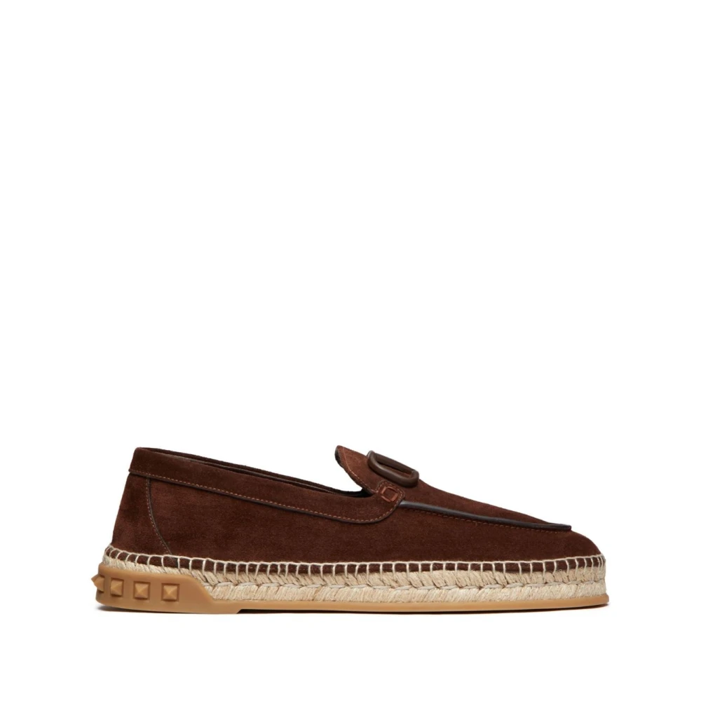 Valentino Garavani Bruine Suède Espadrilles met VLogo Signature Brown Heren