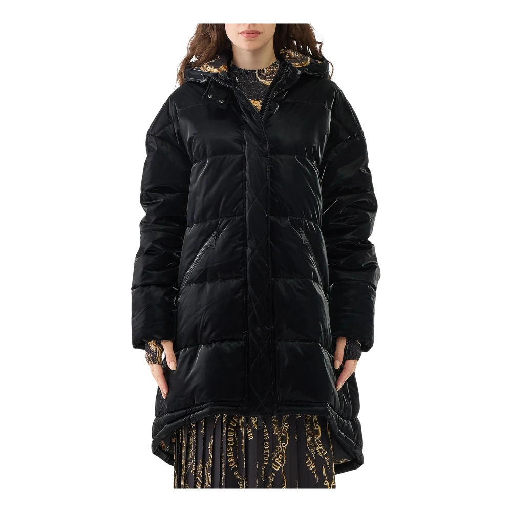 Versace Jeans Couture Glanzende midi pufferjas Black Dames