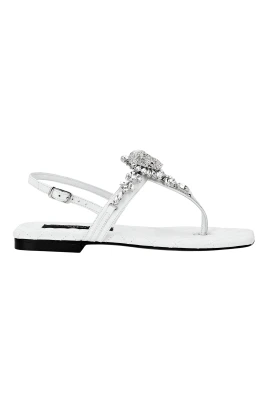 Sandals Flat Crystal Skull with Crystals