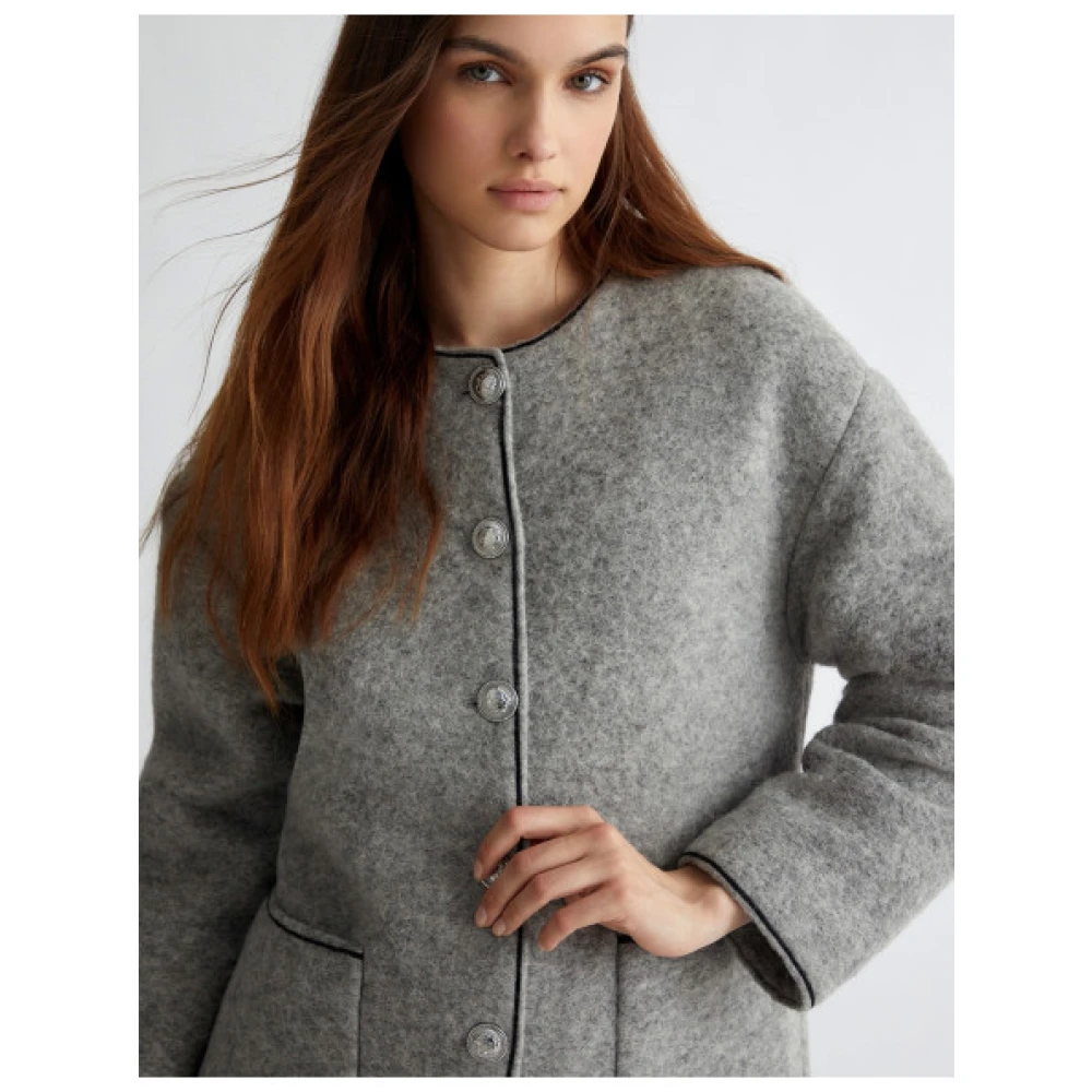 Liu Jo Wollen Blend Casual Blazer Gray Dames