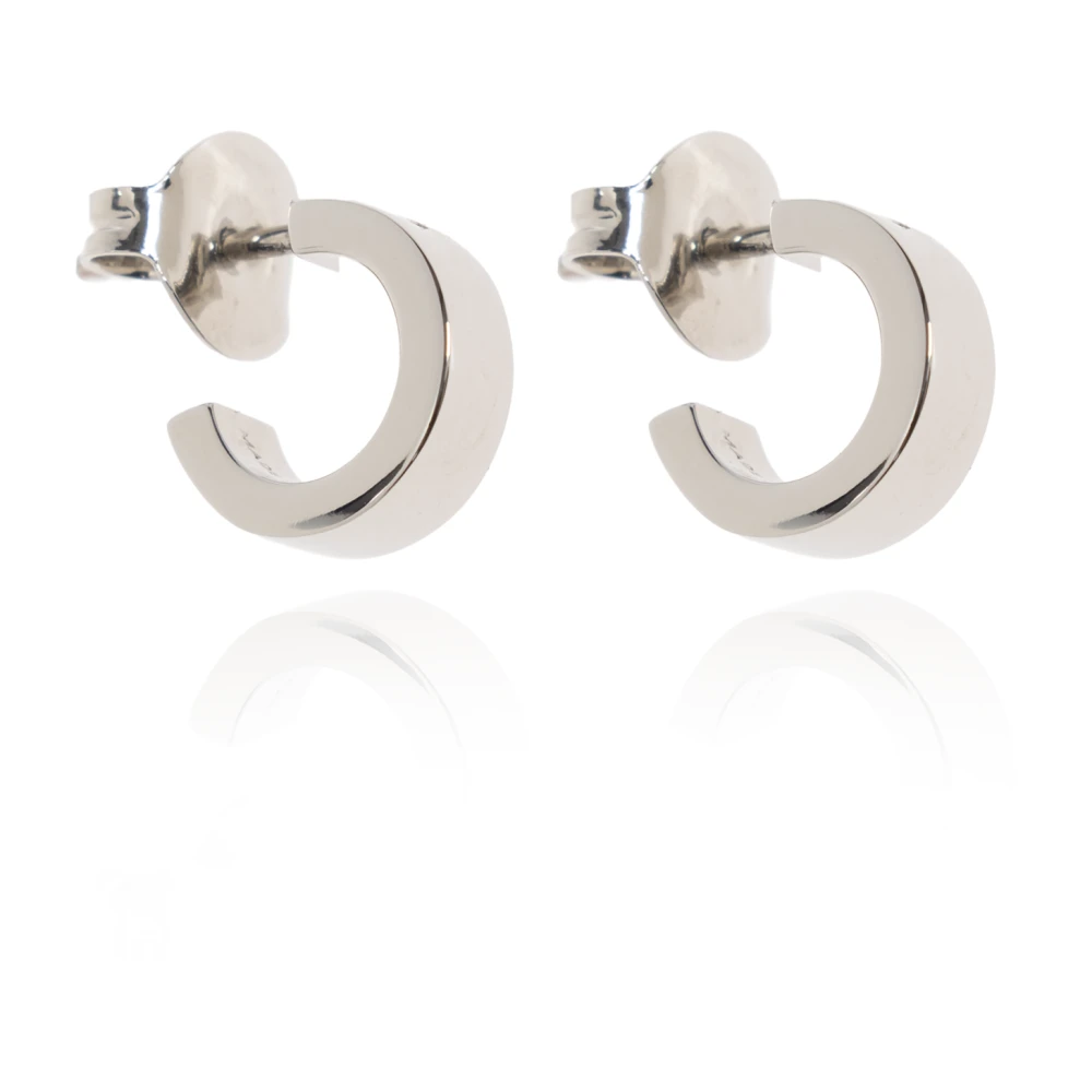Mm6 Maison Margiela Vrouw Grijs Accessoires Dames, One Size, Oorbellen Met Gegraveerd Logo