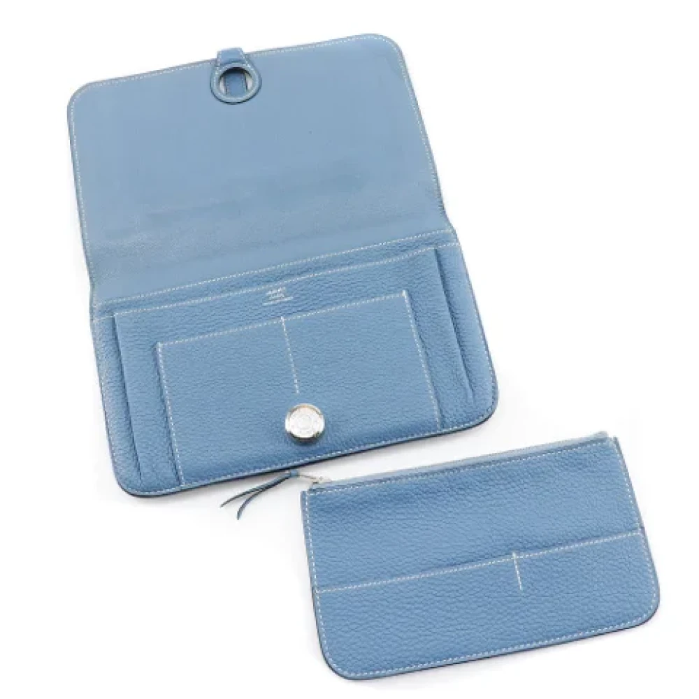Hermès Vintage Pre-owned Leather wallets Blue Dames